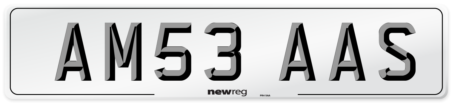 AM53 AAS Number Plate from New Reg